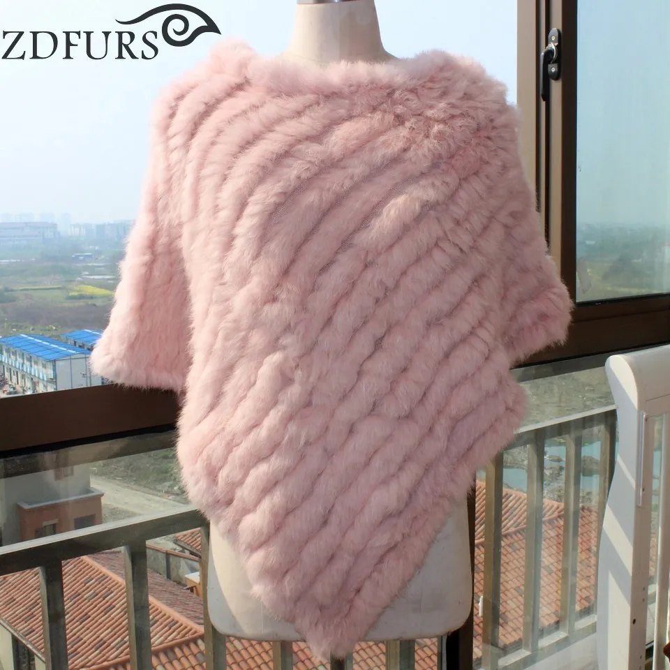 2018 модное меховое пончо вязаная кроличья меховая маленькая накидка Прямая