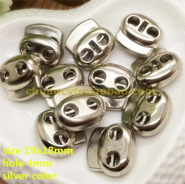 

Бесплатная доставка 30 шт./лот серебряный цвет ABS 2 отверстия шнур Блокировка пружина стопор Шнур Пробка для шнура одежда сумка кошелек аксес...