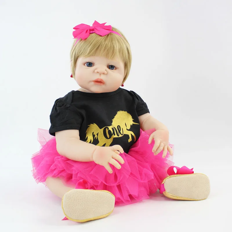 55 см полный силиконовые Reborn Baby Doll 22 ''Мягкий Виниловый фон для новорожденных
