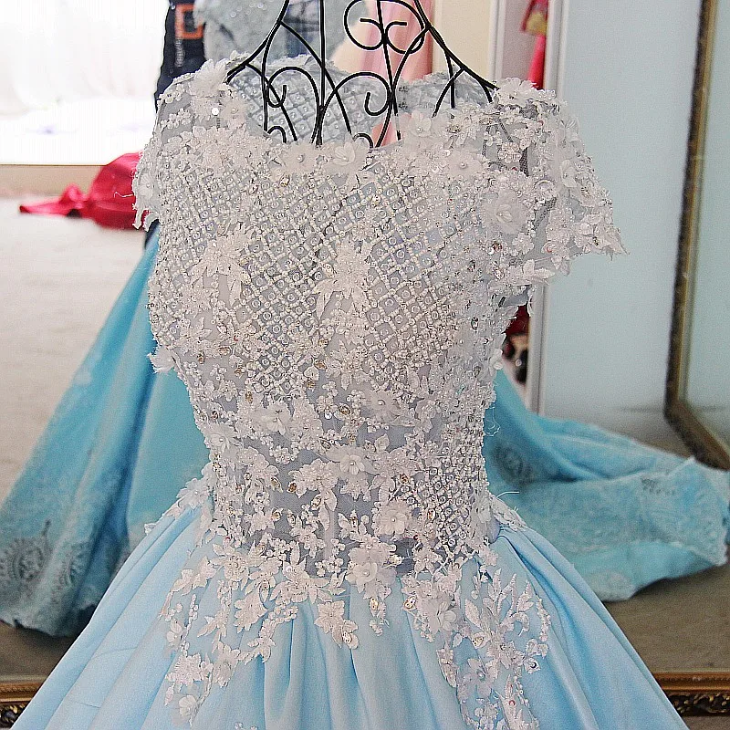 AOLANES Robe De Soiree бальное платье арабское синее длинное вечернее 2017 кружевные