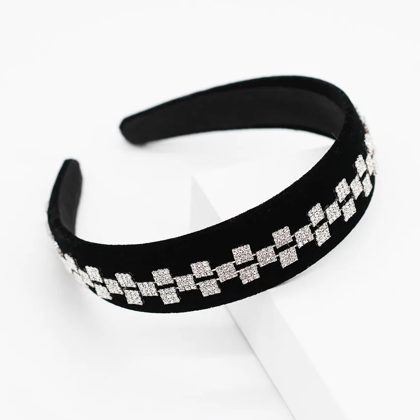 Широкая повязка на голову в стиле барокко Королевская корона тиара Стразы