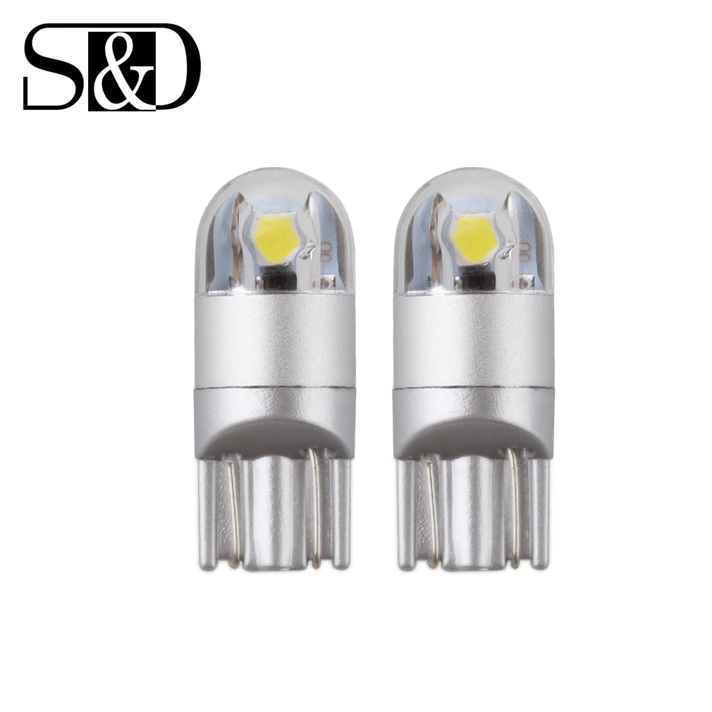 

2pcs T10 LED Bulbs White 168 501 W5W LED Lamp T10 Wedge 3030 2SMD Interior Lights 12V - 24V 6000K Red Amber yellow Ice Blue D025