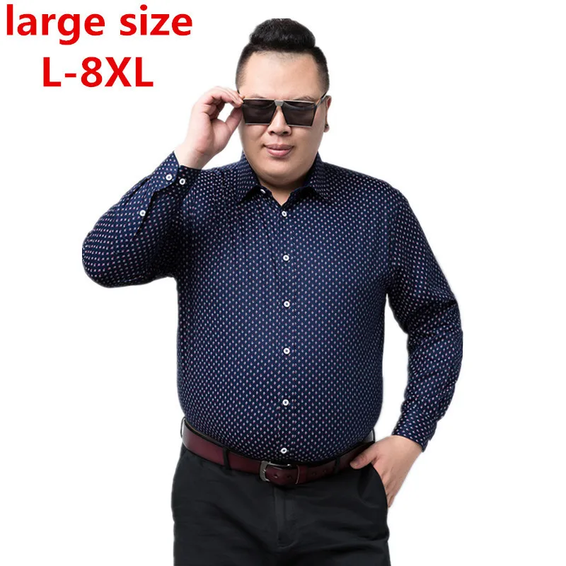 Большие размеры 8XL 7XL мужские платья рубашки брендовая одежда модная Camisa Social