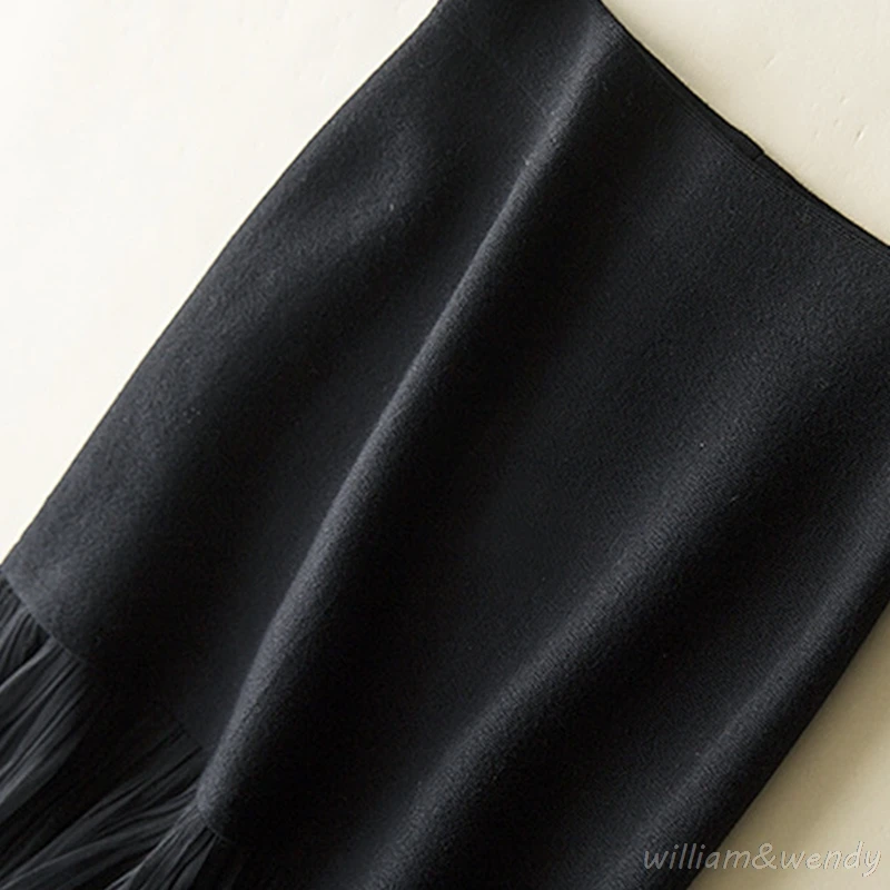 Women Vintage Black Retro High Waist Midi Office Lady Skirt Sexy Pack Hip Summer Lace Patchwork Sun Pleated Short Knitted Skirts | Женская