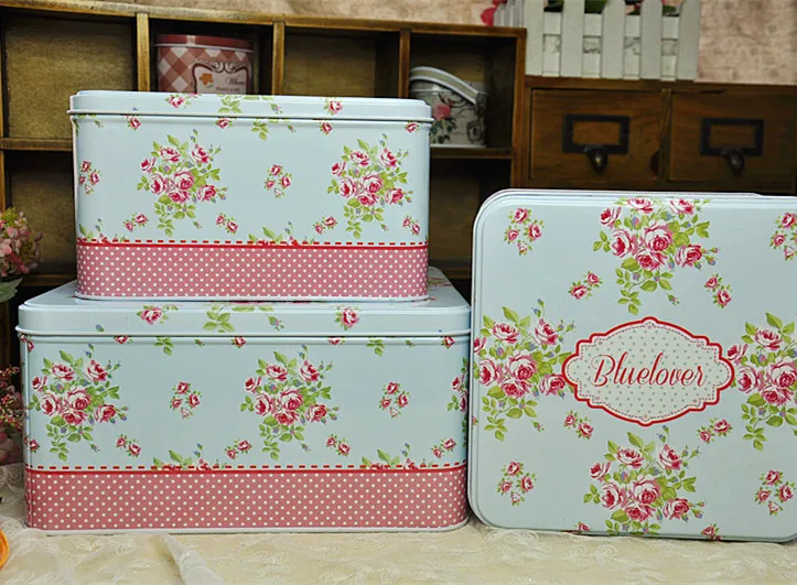 Акция! 3 шт./компл. большой железный чехол для хранения синяя любовь металлическая