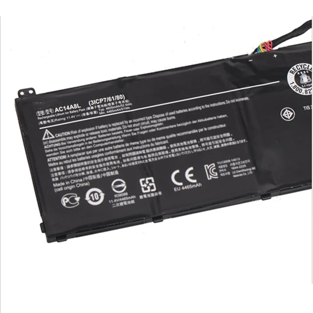 11.4V 52.5wh 4605mAh AC14A8L New Original Laptop Battery For Acer Aspire VN7-571 VN7-571G VN7-591 VN7-591G VN7-791G | Компьютеры и