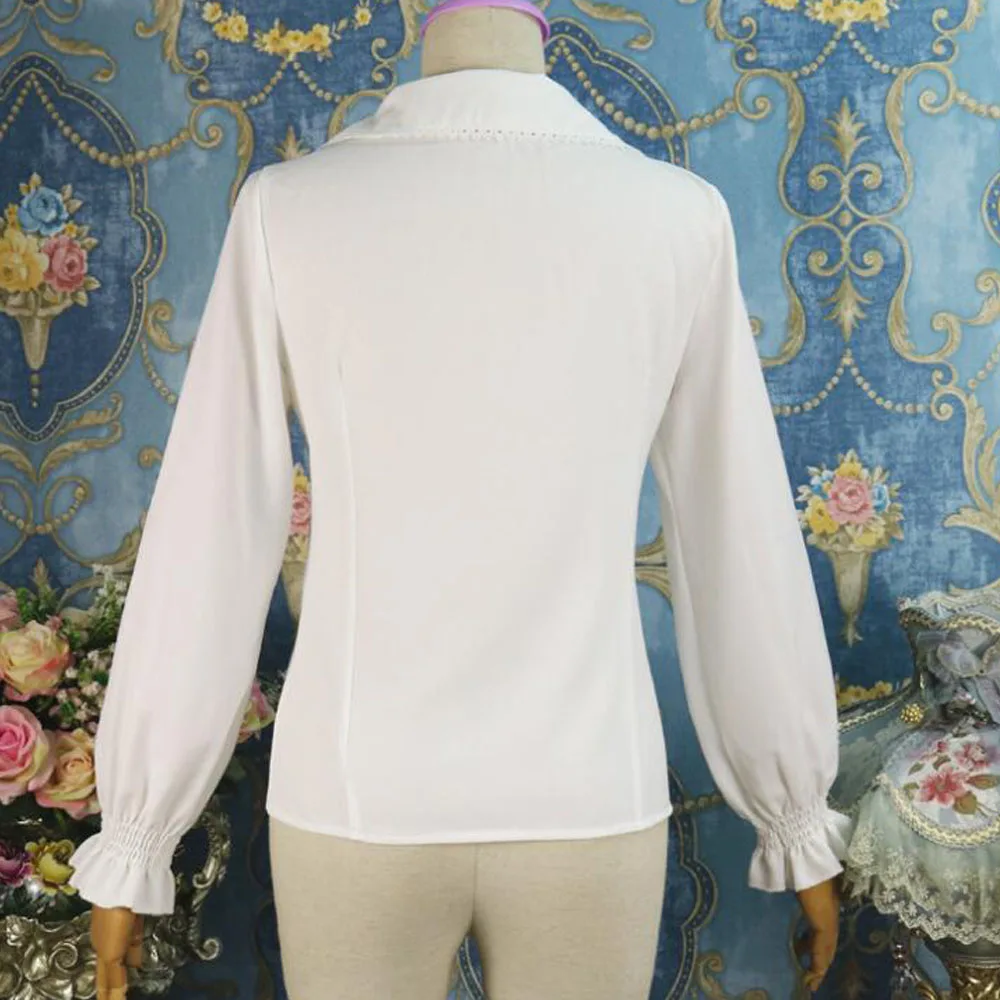 

Women Ladies Party Shirts Vintage Steampunk Victorian Medieval Gothic Blouse Long Sleeve Buttons Ruffle Lolita Formal Work Tops