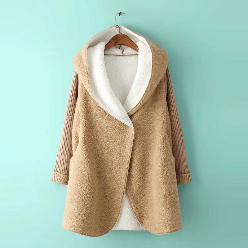 Женский свитер с капюшоном пальто сшитое пальто-кардиган темное свободное