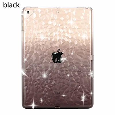 Черный Чехол для планшета из ТПУ для iPad 9,7, милый 3D Кристальный мягкий чехол для iPad 9,7 AIR 2 Pro9.7 A1893 A1954 fundas - Цвет: Черный