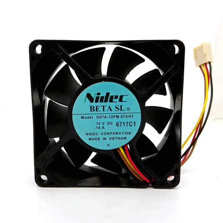 

Original for Nidec D07A-12PM 07AH1 DC12V 0.14A 70x70x25MM 4Lines Computer Cooling Fan