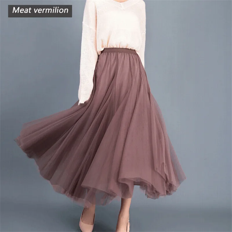 

Vintage Solid Color Long Skirts Women High Waist Maxi Lace Tulle Skirt 2019 Summer Sexy Skirt Ladies Beach Holiday Casual Skirts