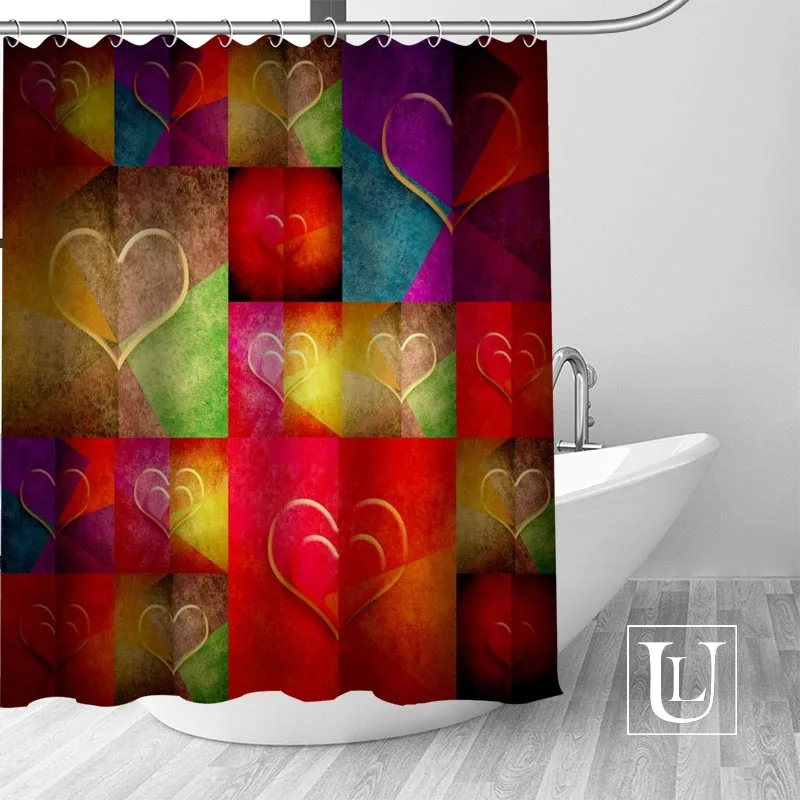 

Custom LOVE Curtain Fabric Modern Shower Curtain bathroom beautiful Curtains Bath decor Polyester Cloth Waterproof
