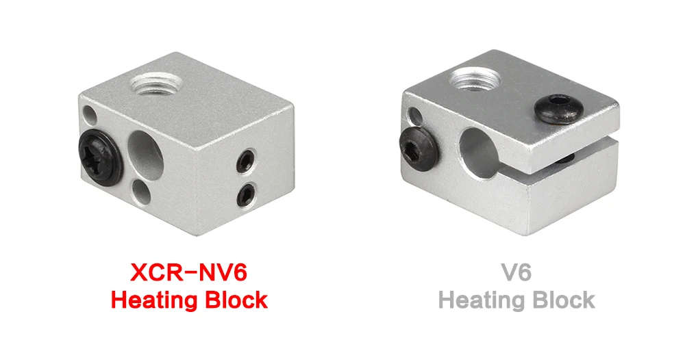 XCR-NV6 Heating Block 3D Printer with Silicone Sock 0.4mm Nozzle kit Part Replace V5 V6 aluminum heat block