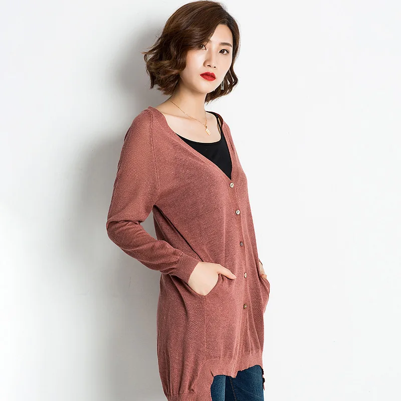 Thin knit cardigan sweater female 2018 New spring women jacket in the long section of a hollow loose shawl summer MX013 |