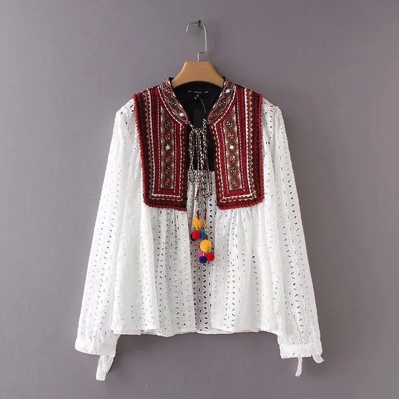 Женские топы лето 2018 Туники женские хиппи бохо Роскошная блуза рубашка пляжные