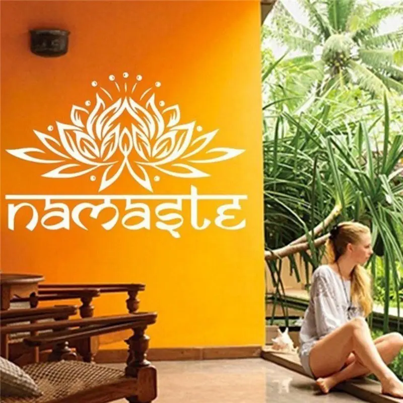 Модные наклейки на стену с индийскими намастыми буквами Religion Lotus Ganesha цветы для