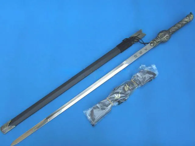 S4705 фильм семь мечей Античная латунная плавательная игрушка дракона с подставкой