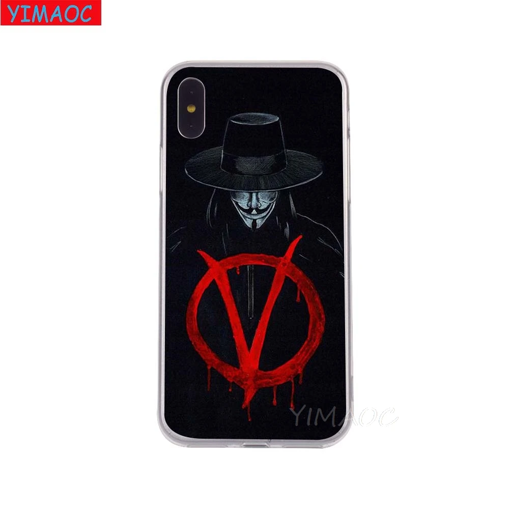 YIMAOC V for Vendetta design Soft Case TPU Silicone Cover iPhone 8 7 6 6S Plus 5 5S SE X XR XS 11 Pro Max Shell Cases |