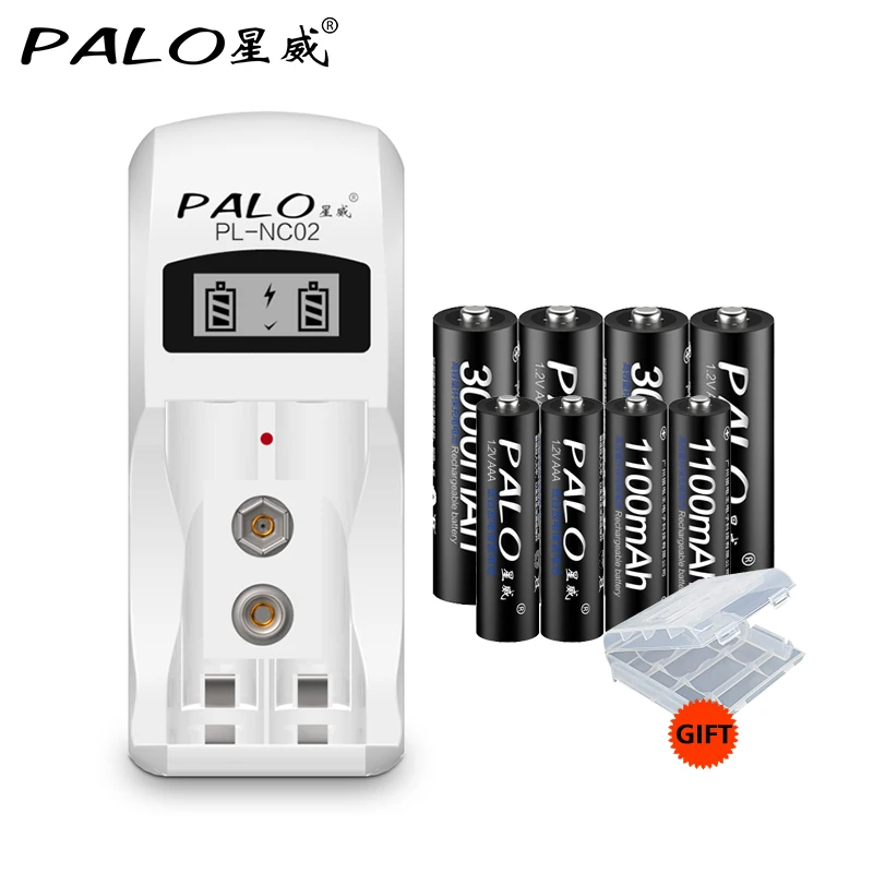 Умное быстрое зарядное устройство Palo с ЖК дисплеем стандартное 4 перезаряжаемыми