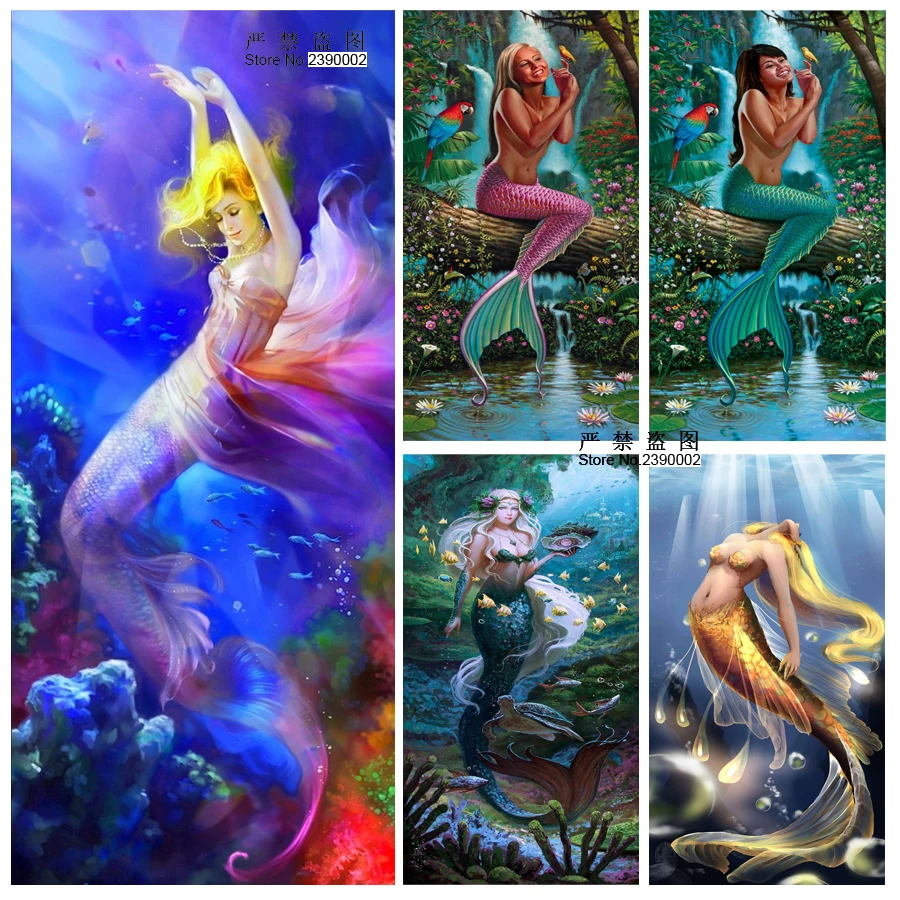 Diy 5d алмазная Картина Вышивка крестом Русалка Алмазная мозаика картины комнаты