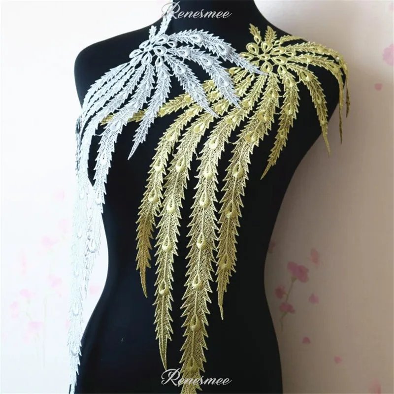 2Pcs Gold Silver Exquisite Thread Line Big Phoenix Lace Accessories Clothing Decoration Special Embroidery Patch | Дом и сад
