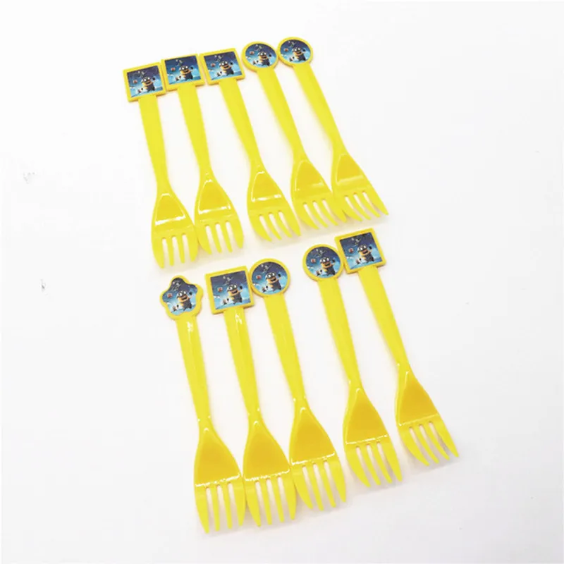 Forks 10pcs 6 шт./компл. забавные принадлежности для вечеринки с миньонами конфетная Коробка Чехол Подарочная коробка для дня рождения пользу аксессуар для дня рождения с принтом «Миньоны» вечерние украшения - Цвет: Forks 10pcs