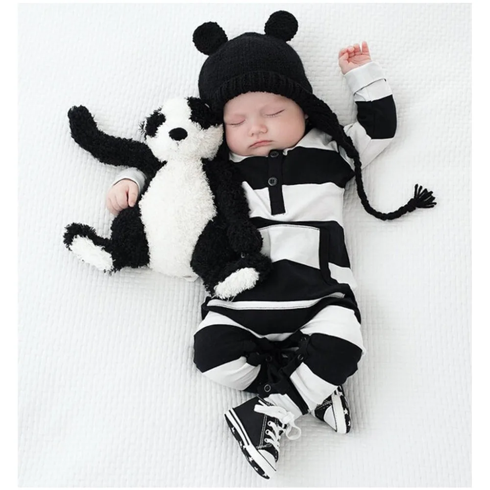 Детский хлопковый комбинезон с длинным рукавом в полоску|infant jumpsuit|baby boy girlromper cotton