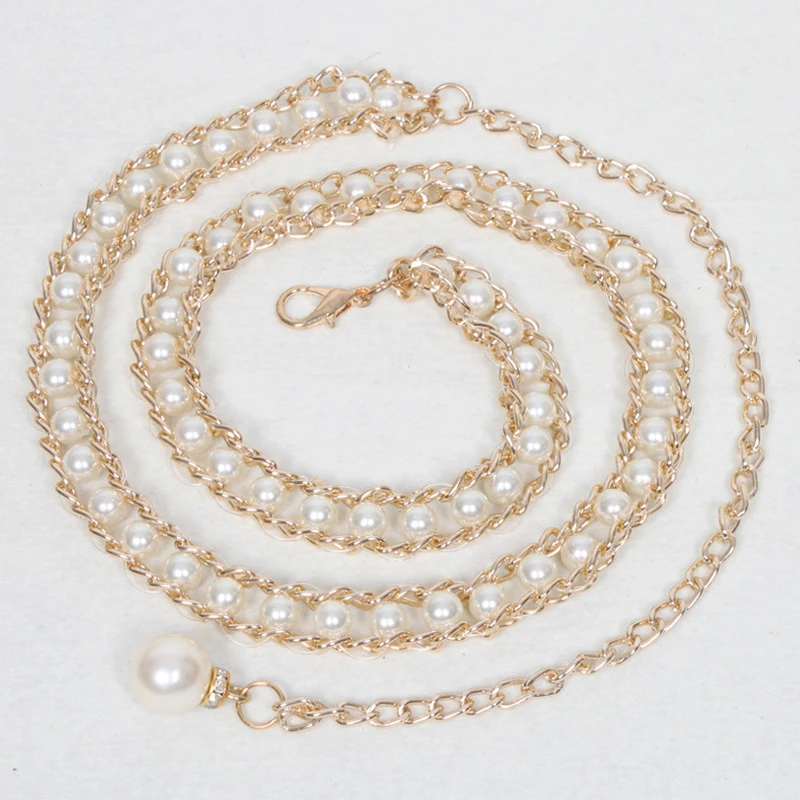 2017 искусственный жемчуг цепочку для Для женщин платье пояс Женские Элегантные