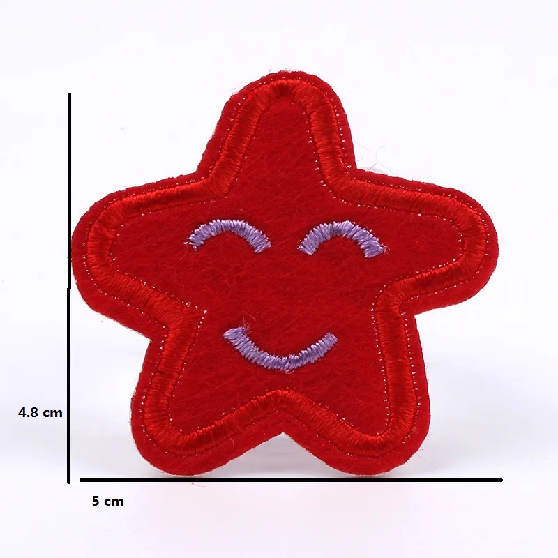 10 шт./лот патчи с утюгом на красном улыбке и звездами вышивка детская одежда