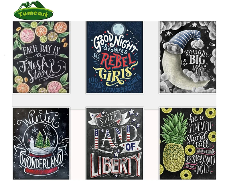 YUMEART ремесла 5D алмазная картина мультяшная доска буквы лимонная Смола мозаика
