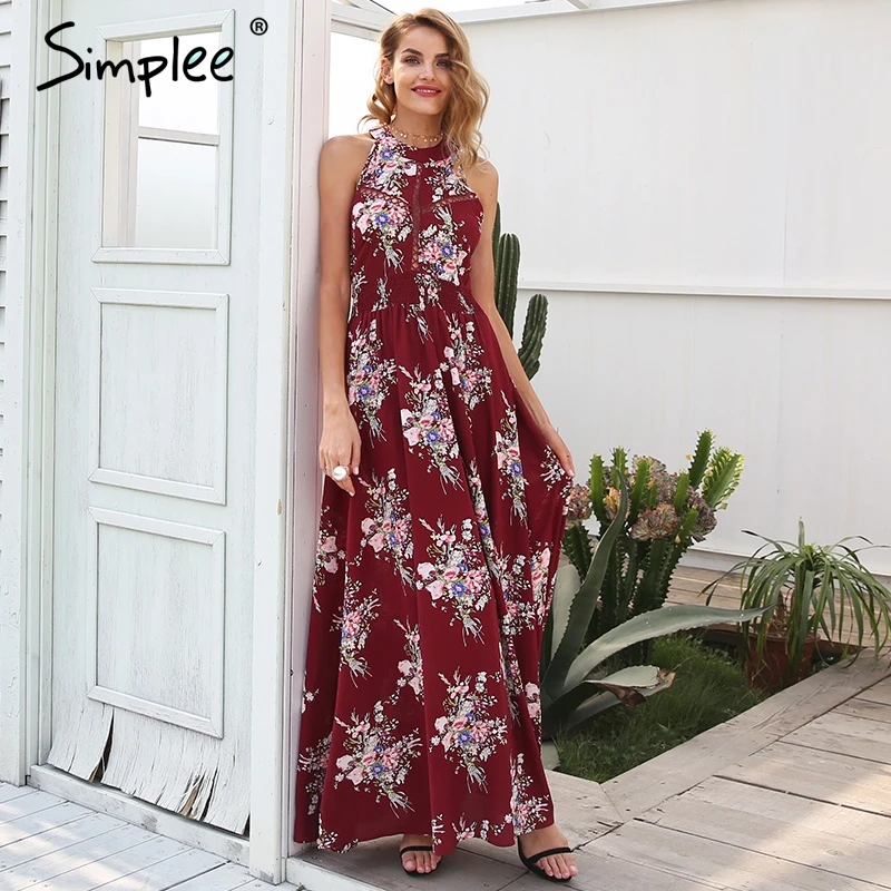 Женское летнее платье с открытой спиной Simplee элегантное макси без рукавов