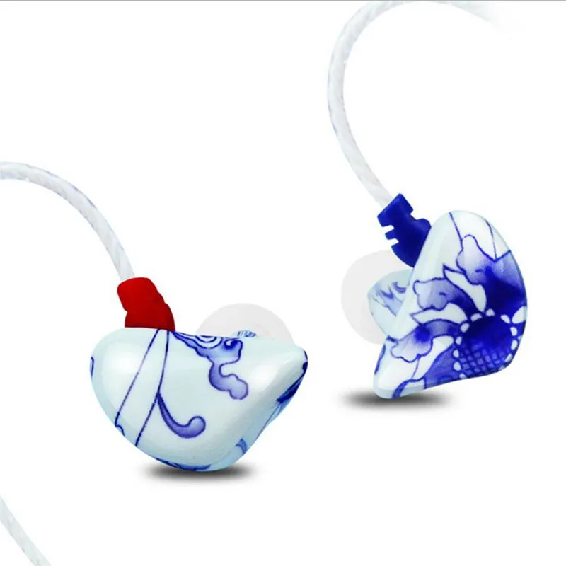 CHICLITS In-ear Earphones 3.5mm Stereo Music Universal Earplugs Blue and White Porcelain Wired Earbus For Computer Mobile Phone |