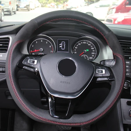 Style3 Ручная швейная рулевого колеса автомобиля крышки замшевые для Volkswagen VW Golf 7 Mk7 новые поло Jetta Passat B8 Tiguan Sharan Touran - Название цвета: Style3