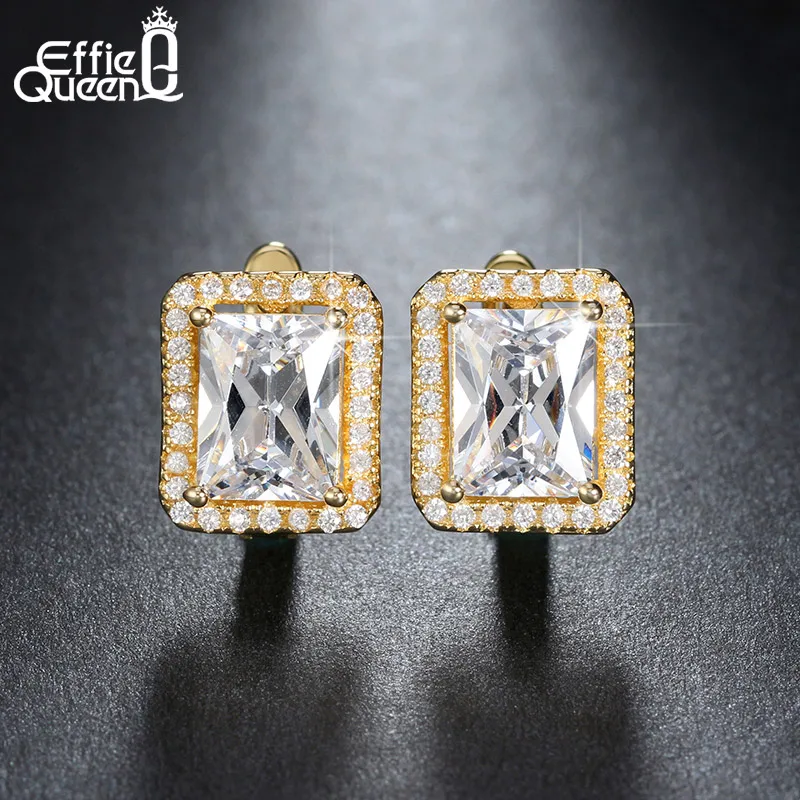 Новое поступление 1.8ct прямоугольные кубические серьги из циркония для женщин