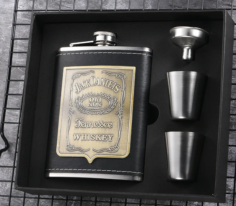 

7oz portable stainless steel bottle set for wild survival travel mountaineering ski adventure, sake alcohol bottle