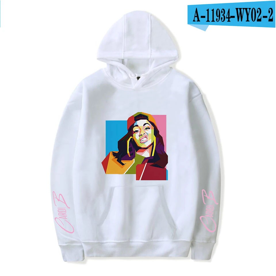 white Осень Cardi B толстовки для женщин и мужчин модные толстовки хип-хоп худи Cardi B Женские/толстовки для девочек пуловер черная одежда - Цвет: white