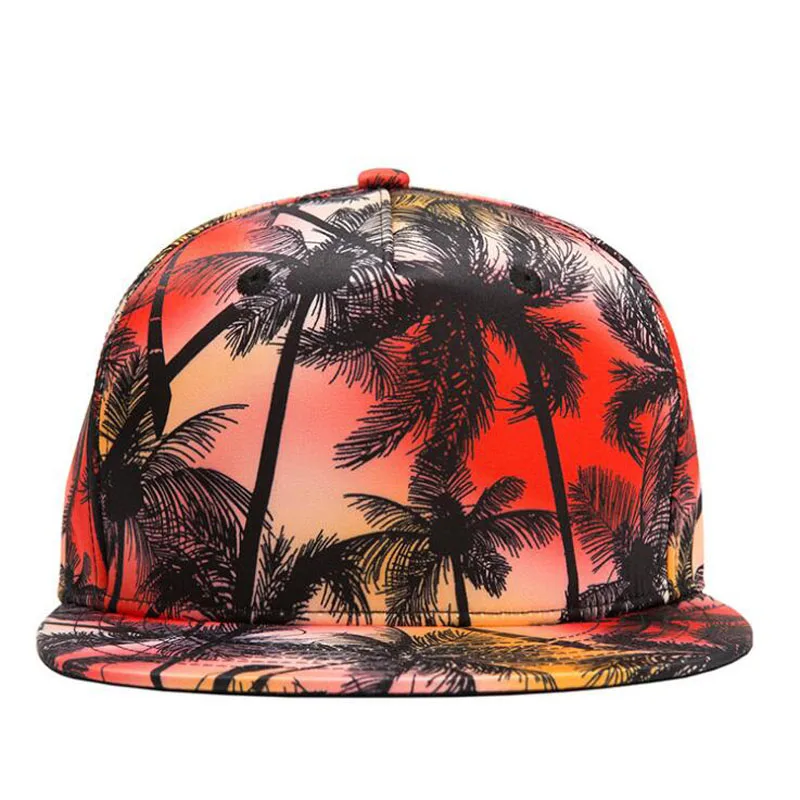 Fashion Summer men &amp women Outdoor Sport Stylish Coconut Tree 3D Printing Baseball Hat UV Protect Snapback Casquett Hip hop Cap |