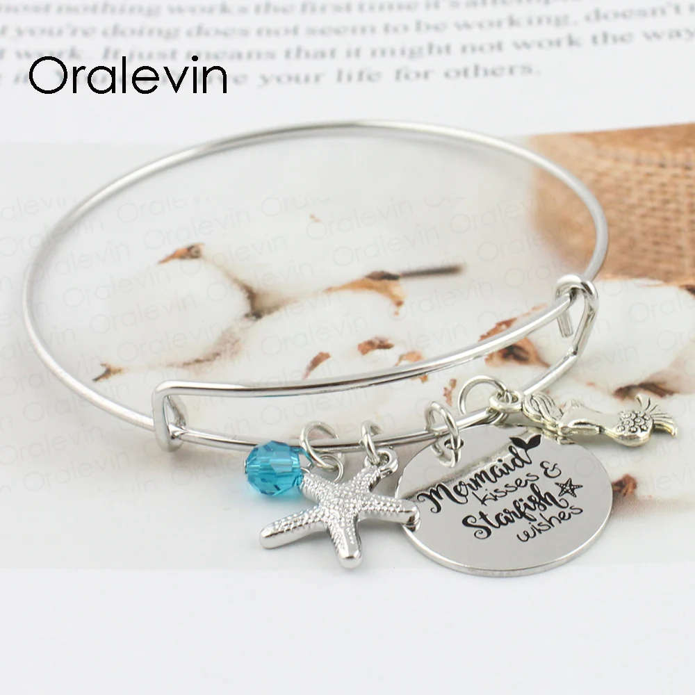 Русалка поцелуев и морская звезда пожелания выгравированы на заказ подвески