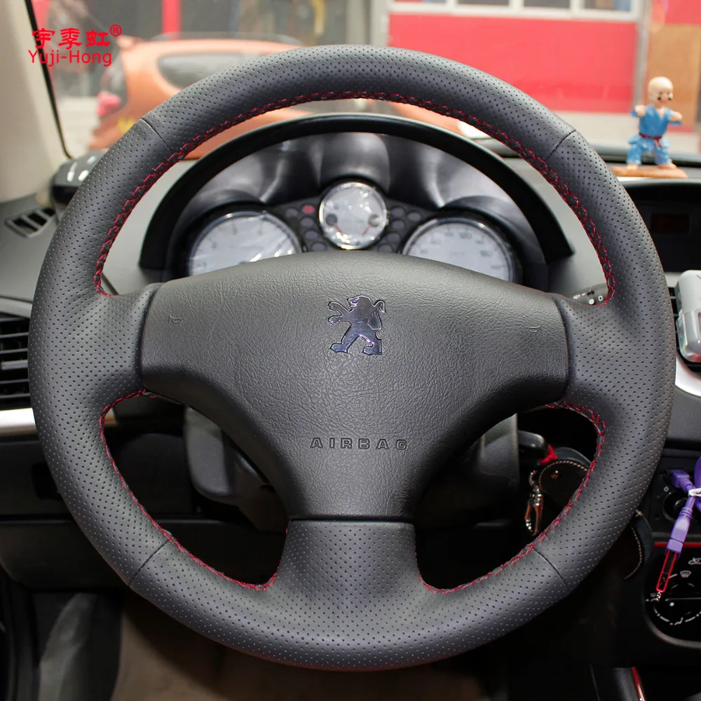Автомобильный чехол для рулевого управления Peugeot 206 207 сшитый вручную верхний