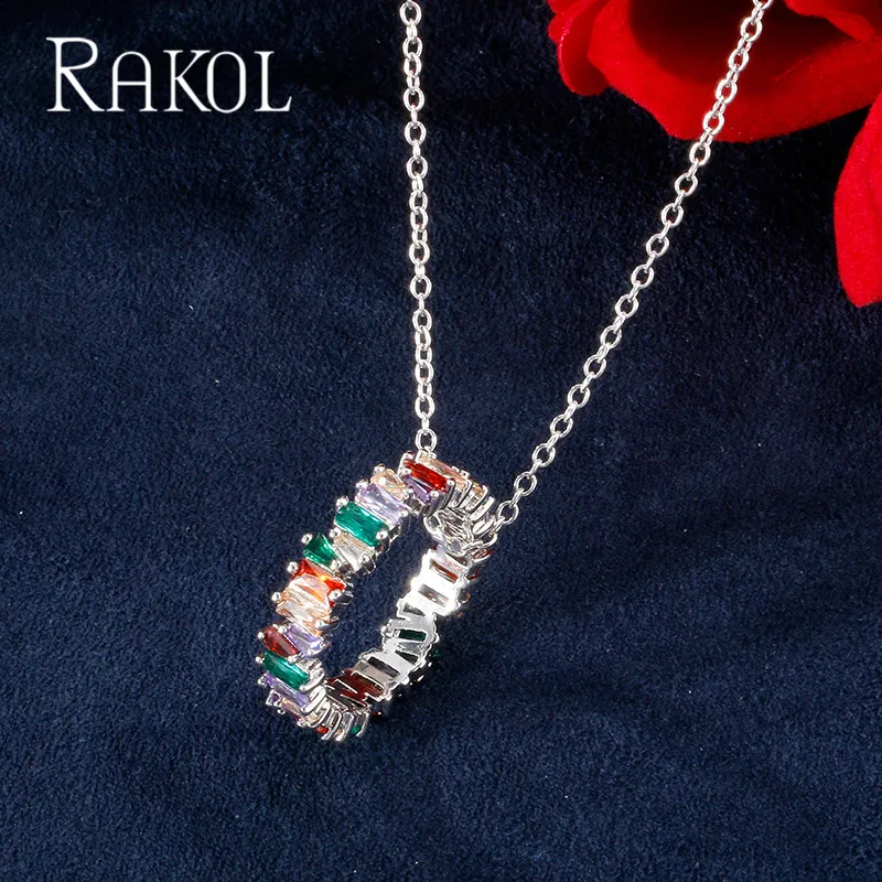 RAKOL модный многоцветный Тонкий багет для помолвки ручной работы Радужный
