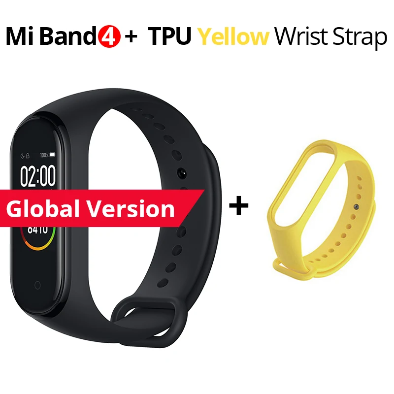 Add Yellow Strap Xiaomi Mi Band 4 глобальная версия многоязычный браслет 135 мАч Bluetooth 5,0 умные часы - Цвет: Add Yellow Strap