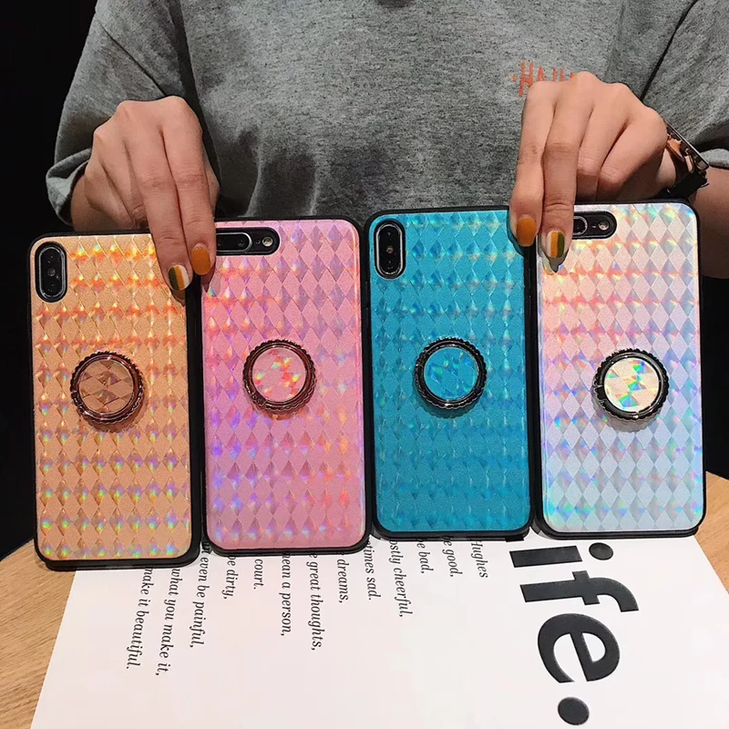 Ainike Блестящий лазерный чехол для телефона с кольцом iPhone X 6s Plus 7Plus 8plus XR XS Max |