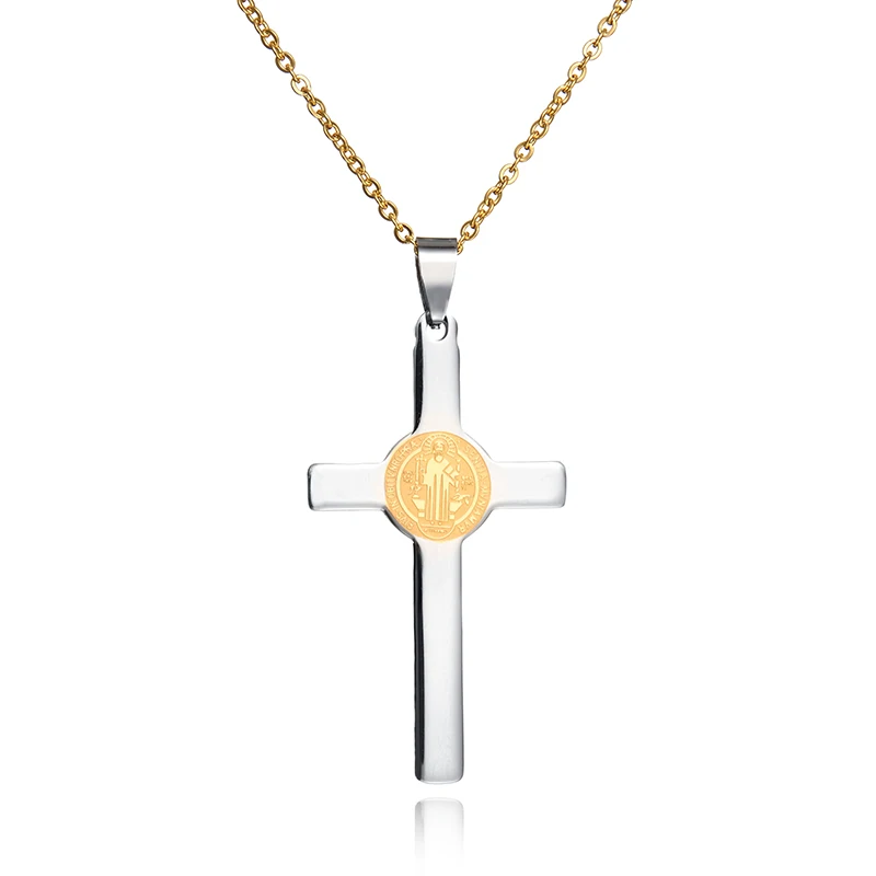 2017 золото Цвет Санкт Бенедикт круглые медаль Цепочки и ожерелья