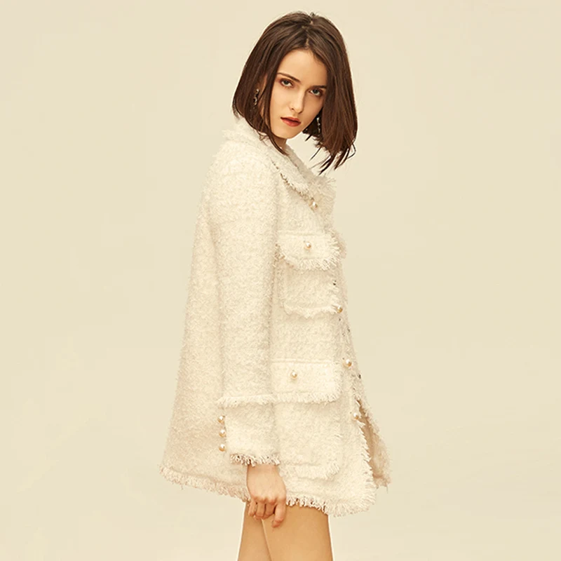 European and American women's wear for spring 2021  Seven-point sleeve stud beaded single breasted hoodie  shorts  Fashion suits