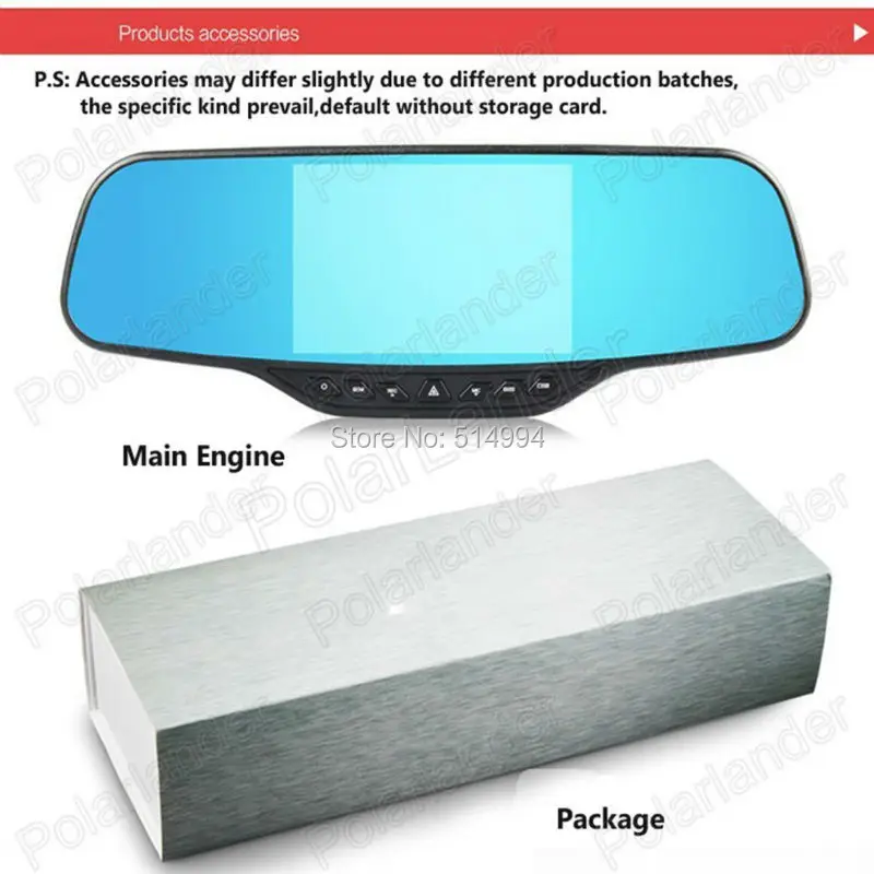 Зеркало видеорегистратор 4 3 дюйма с ночным видением и двойным объективом full hd