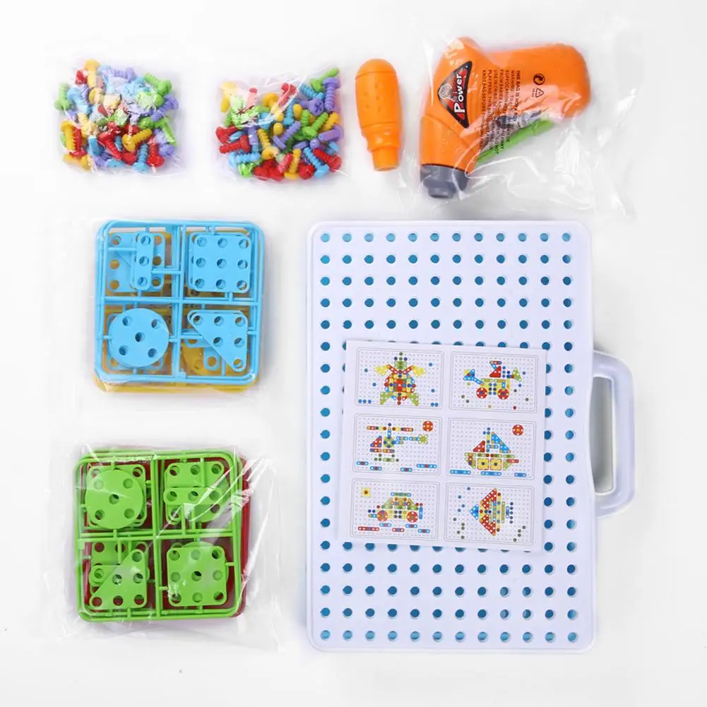 

Kids Drill Toys Creative Educational Toy Electric Drill Screws Puzzle Assembled Mosaic Design Building Toys Boy Pretend Play Toy
