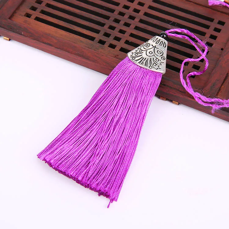 purple 2 шт., 8 см, шелковые кисточки, бахрома, подвеска, кисточка, отделка, кисточки, занавеска, декор для брелка, серьги, фурнитура, сделай сам, рукоделие, ювелирные изделия - Цвет: purple