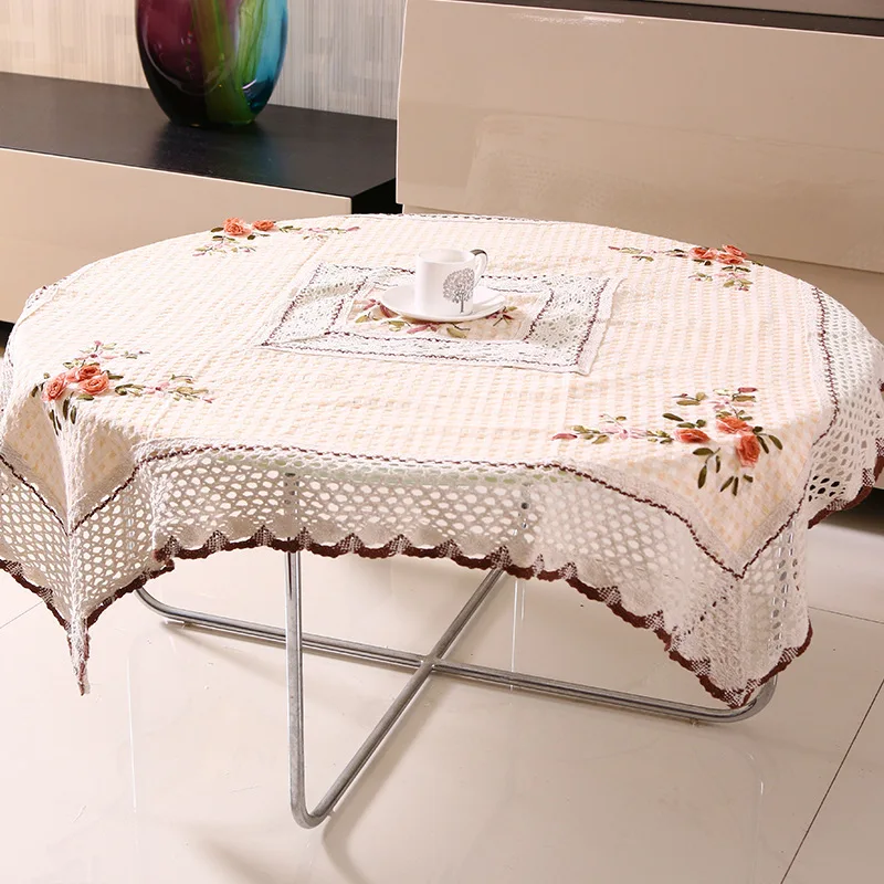 Новинка лидер продаж элегантная вязаная крючком скатерть ручной работы с лентой