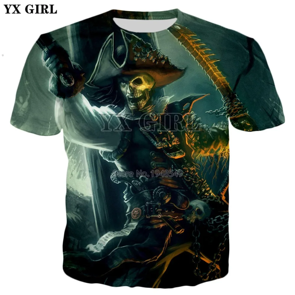 YX GIRL Jack Sparrow, футболка с 3d принтом из фильма Пираты Карибы, новинка, Мужская/женская летняя стильная повседневная футболка
