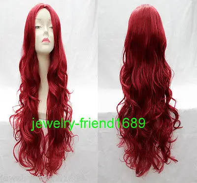 Новый парик Косплей Красный Вьющиеся Сократить Вдвое Жаропрочных Парик женская @